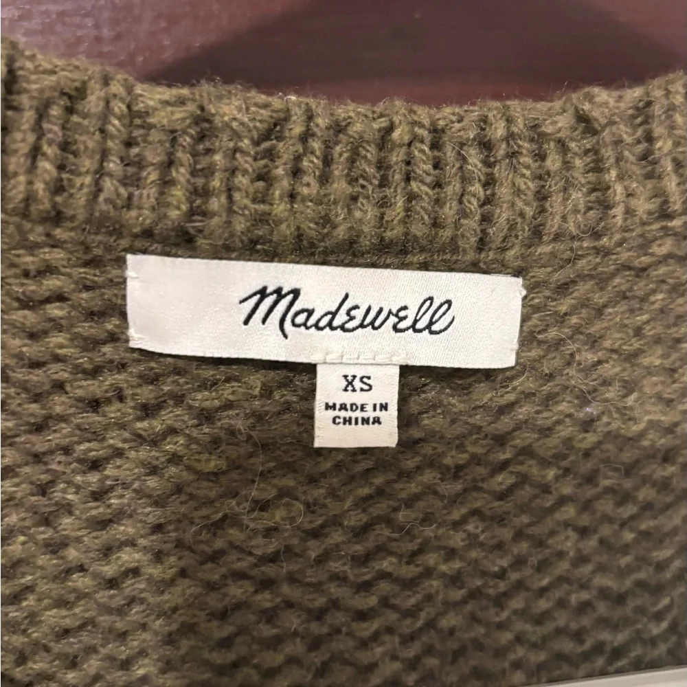 Madewell Olive Green Knit Sweater Vest XS Wool Alpaca Blend - Picture 4 of 5